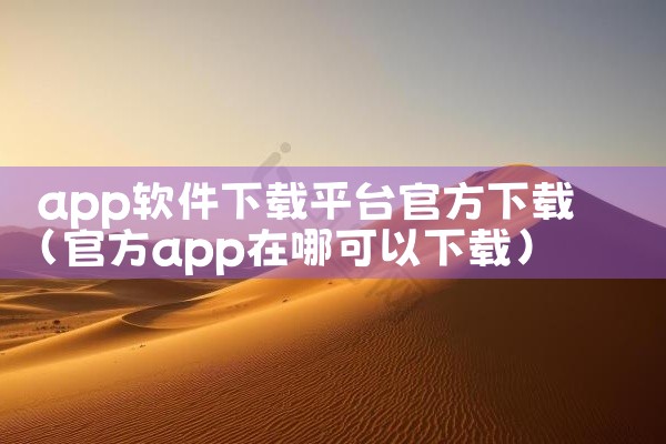 app软件下载平台官方下载